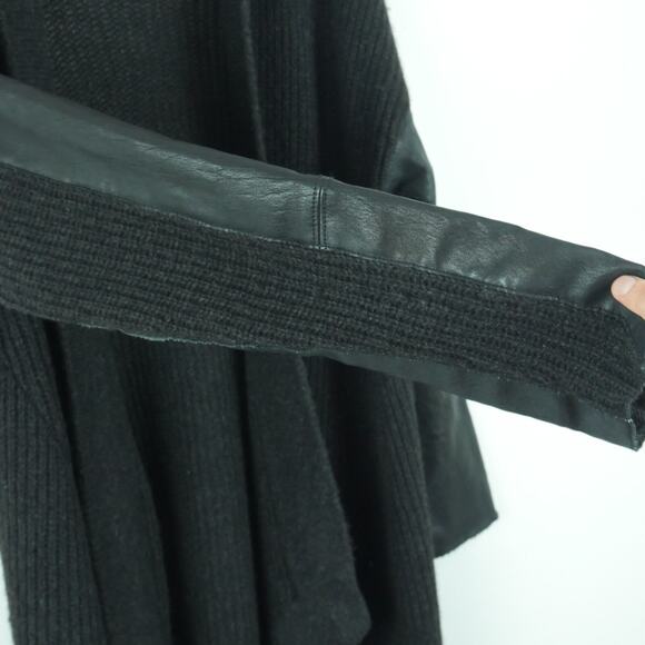 Eileen Fisher Small Cardigan Jacket Yak Blend Leather Black Minimal Quiet Luxury - Picture 4 of 14